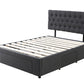 Adjustable Button Headboard with 3 Drawers Bed Frame - Queen - Charcoal
