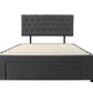 Adjustable Button Headboard with 3 Drawers Bed Frame - Queen - Charcoal
