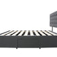 Adjustable Button Headboard with 3 Drawers Bed Frame - Queen - Charcoal