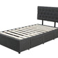 Adjustable Button Headboard with 2 Drawers Bed Frame - King Single - Charcoal
