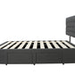 Adjustable Button Headboard with 2 Drawers Bed Frame - King Single - Charcoal