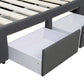 Adjustable Button Headboard with 2 Drawers Bed Frame - King Single - Charcoal