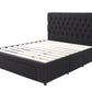Deluxe Buttoned Upholstered Storage Bed Frame - King - Black