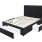 Deluxe Buttoned Upholstered Storage Bed Frame - King - Black