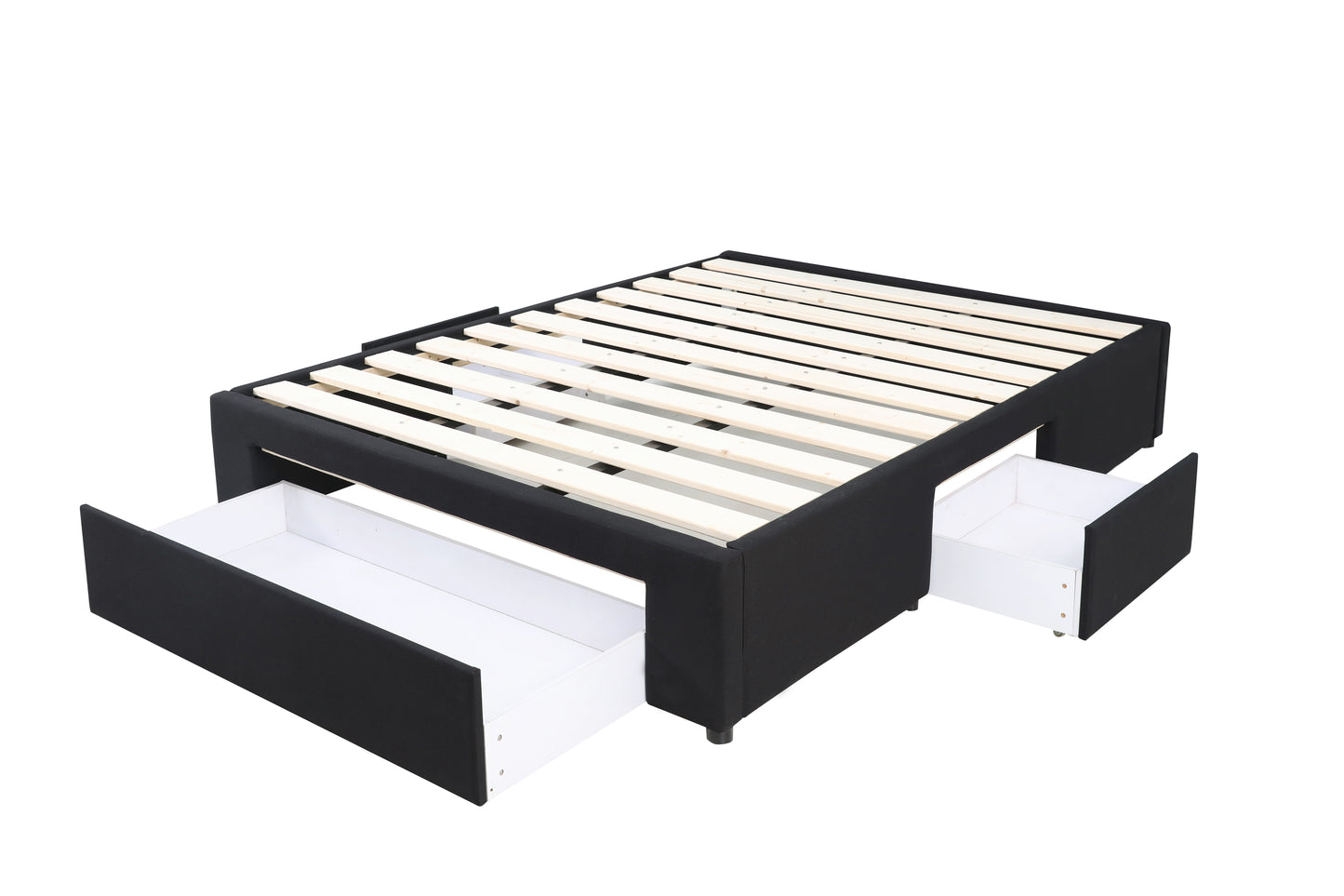 Deluxe Buttoned Upholstered Storage Bed Frame - King - Black