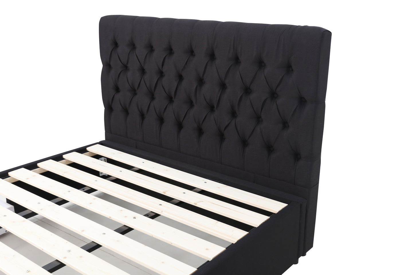Deluxe Buttoned Upholstered Storage Bed Frame - King - Black