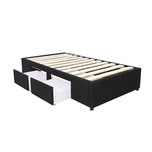 Bed Bases with 2 Drawers  - King Single - Black