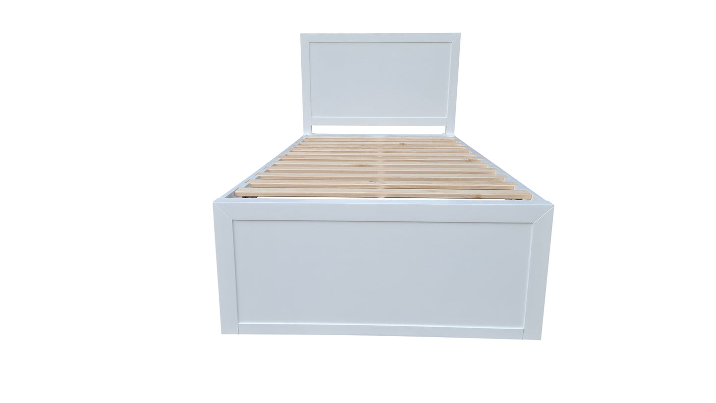 Taranaki Solid Pine Trundler Bed Frame - King Single - White