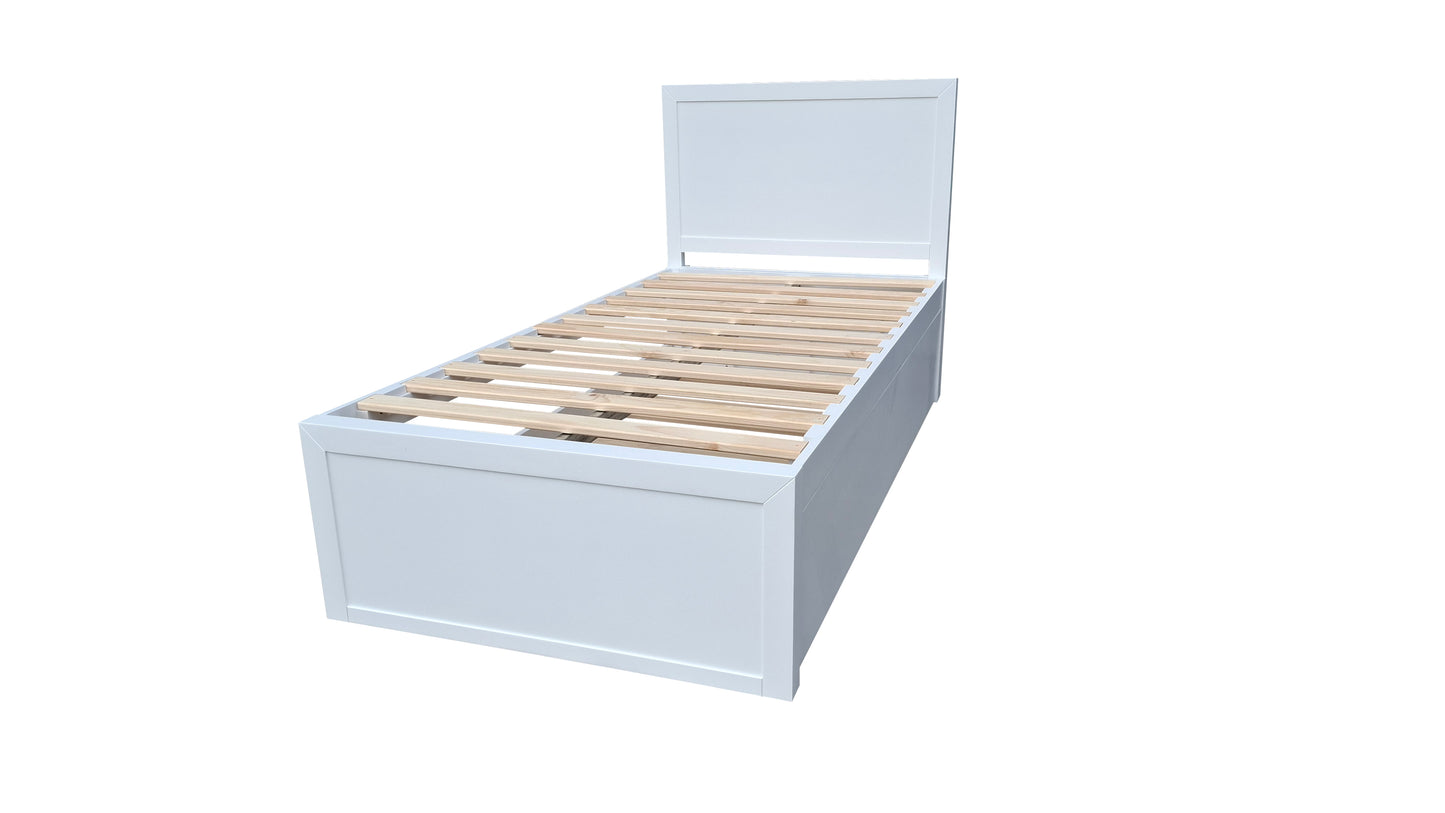 Taranaki Solid Pine Trundler Bed Frame - King Single - White