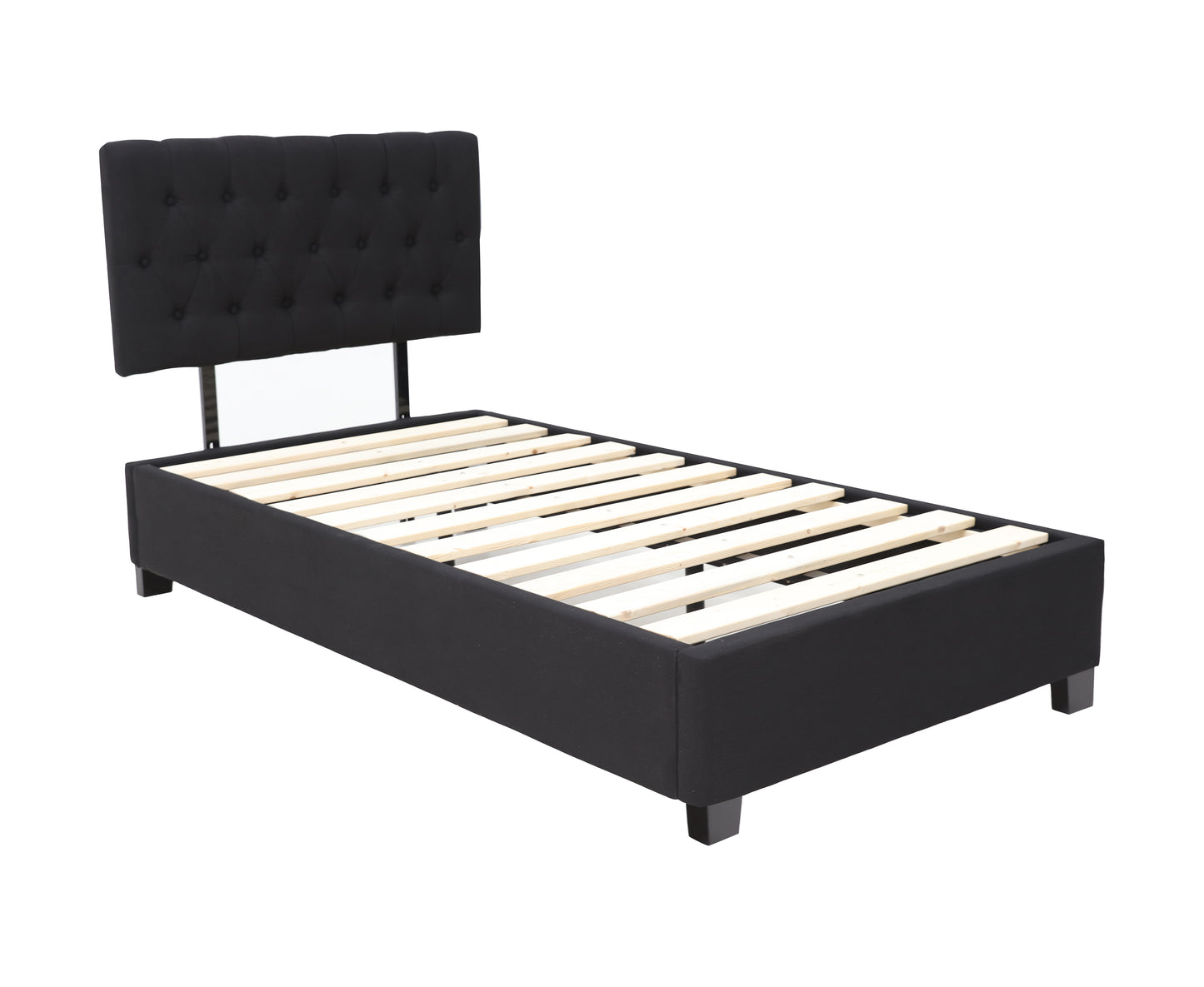 Adjustable Button Headboard Bed Frame - Single - Black