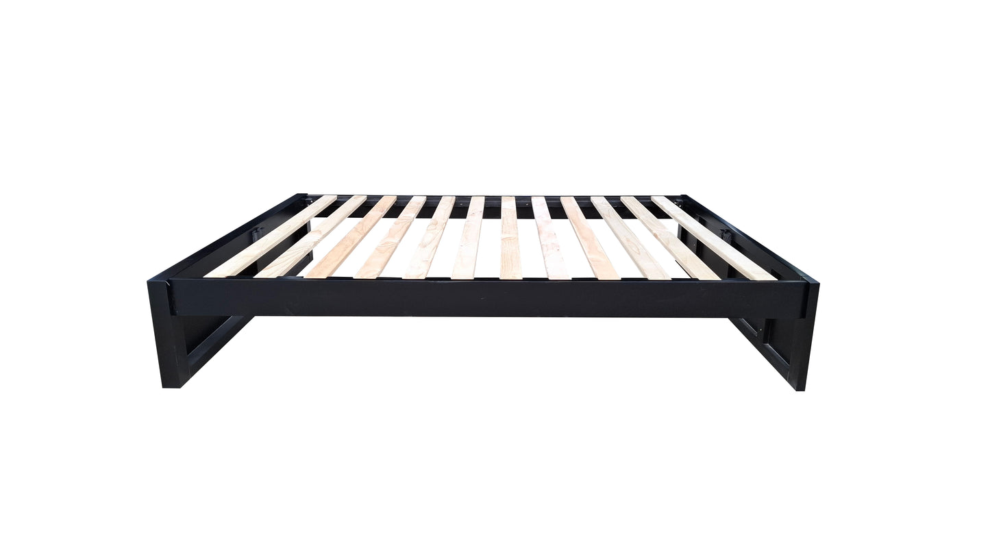 Taranaki Solid Pine Bed Base - Queen - Black