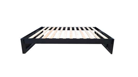 Taranaki Solid Pine Bed Base - Queen - Black