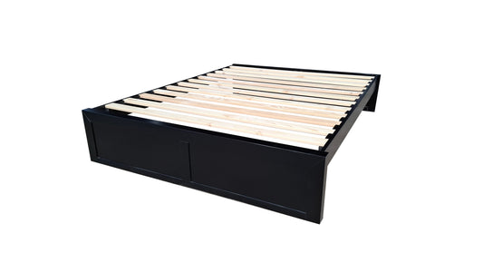 Taranaki Solid Pine Bed Base - Queen - Black