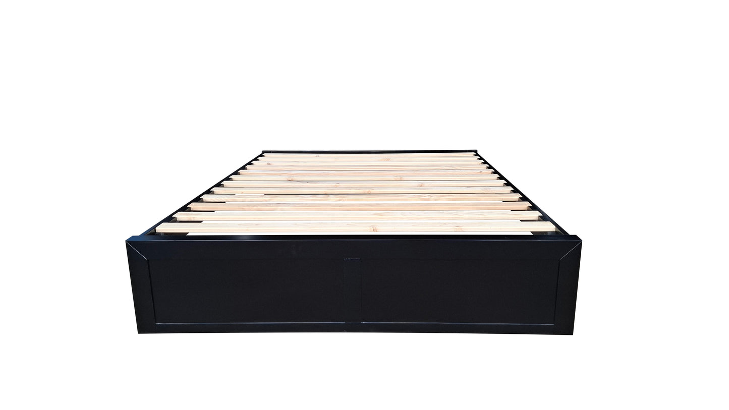 Taranaki Solid Pine Bed Base - Queen - Black