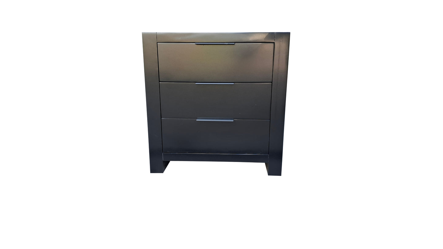 Taranaki Solid Pine Bedside Table - 3 Drawers - Black
