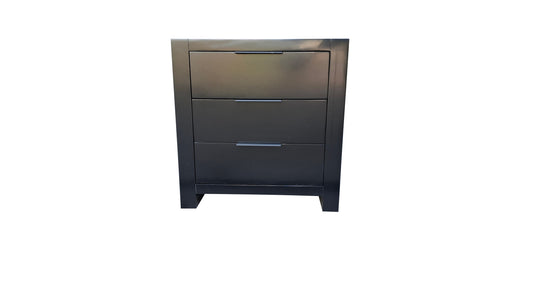 Taranaki Solid Pine Bedside Table - 3 Drawers - Black