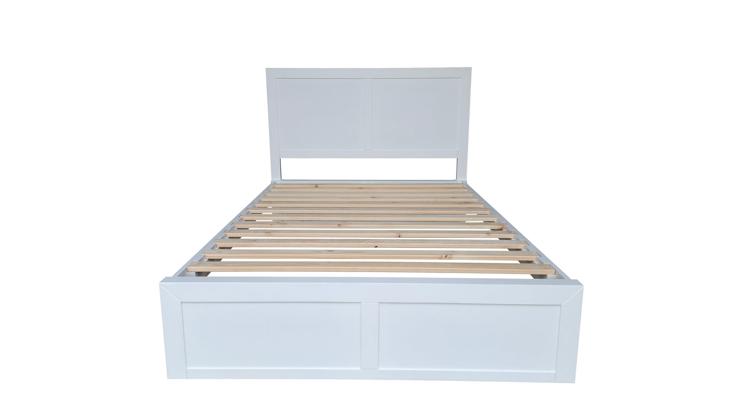 Taranaki Classic Headboard Solid Pine Bed Frame - King - White