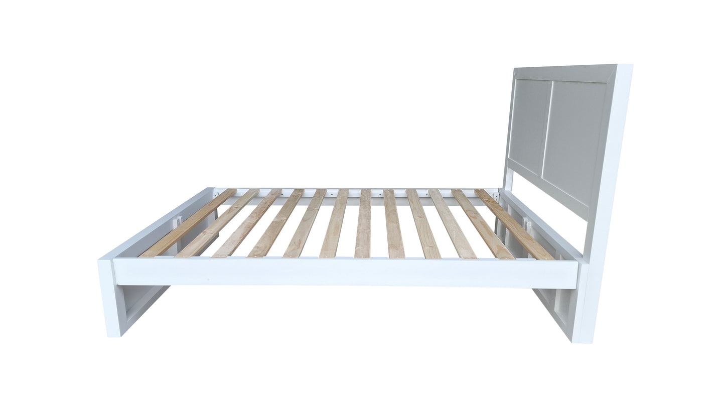 Taranaki Classic Headboard Solid Pine Bed Frame - King - White