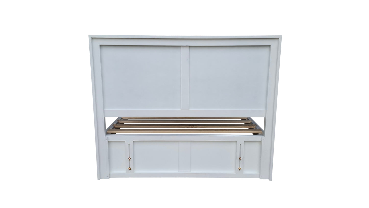 Taranaki Classic Headboard Solid Pine Bed Frame - King - White