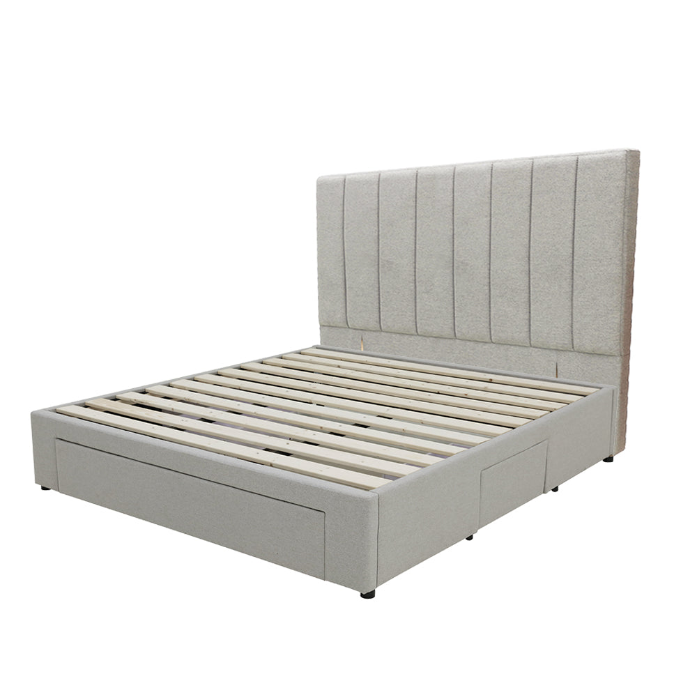 Modern Headboard Upholstered Storage Bed Frame - Queen - Grey