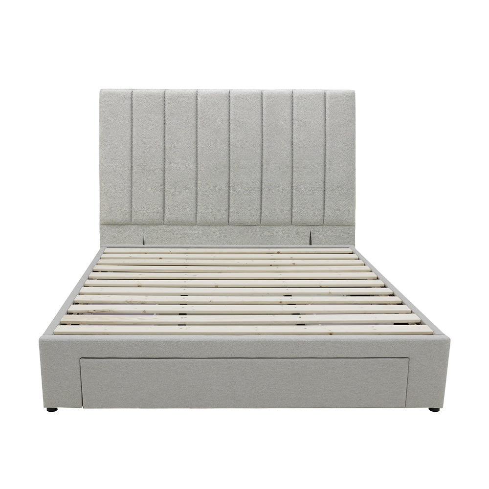 Modern Headboard Upholstered Storage Bed Frame - Queen - Grey