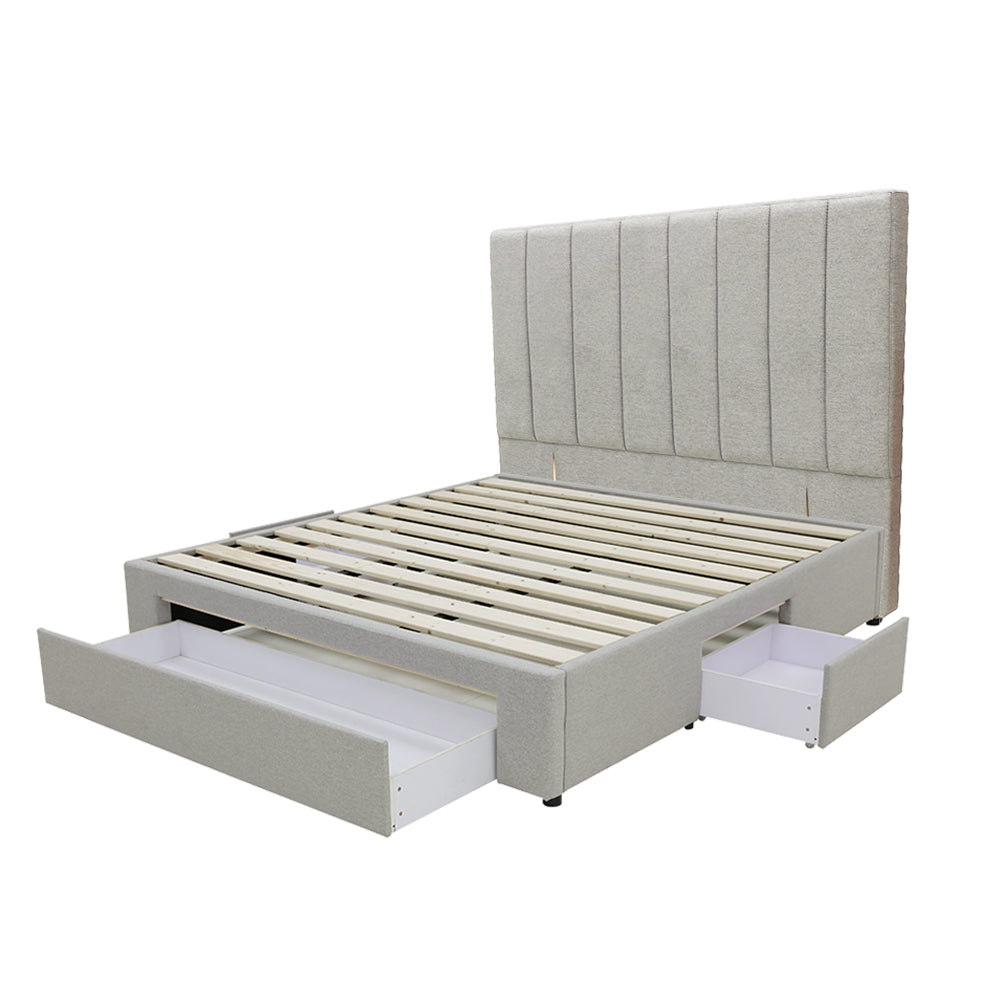 Modern Headboard Upholstered Storage Bed Frame - Queen - Grey