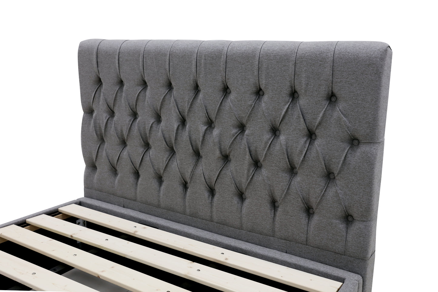 Deluxe Buttoned Upholstered Storage Bed Frame - Queen - Charcoal