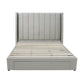 Modern Headboard with Wings Upholstered Storage Bed Frame - Queen - Grey
