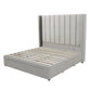 Modern Headboard with Wings Upholstered Storage Bed Frame - Queen - Grey