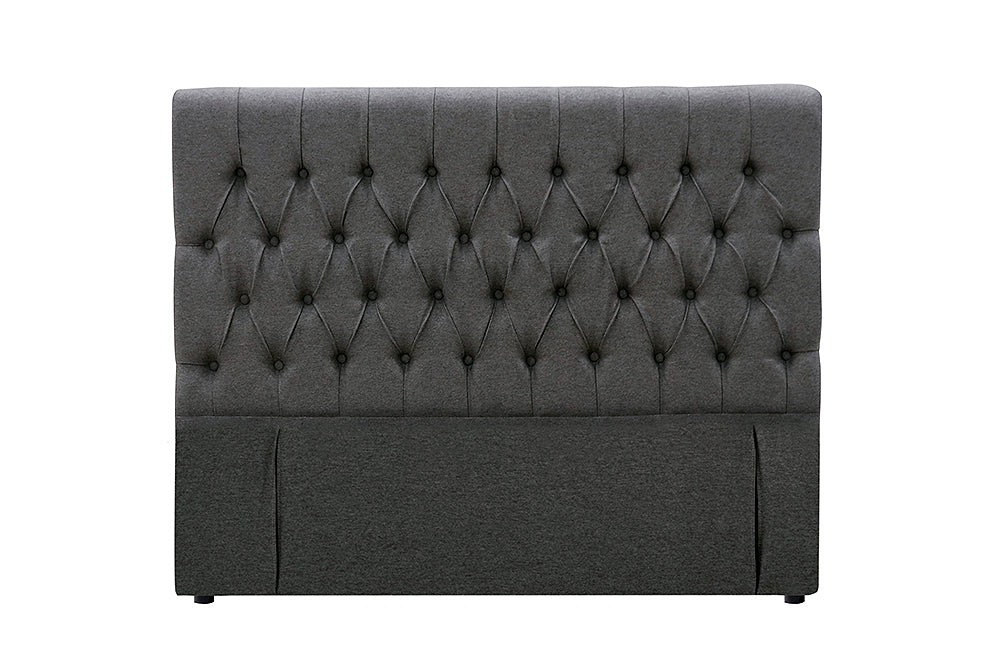 Deluxe Buttoned Upholstered Storage Bed Frame - Queen - Charcoal
