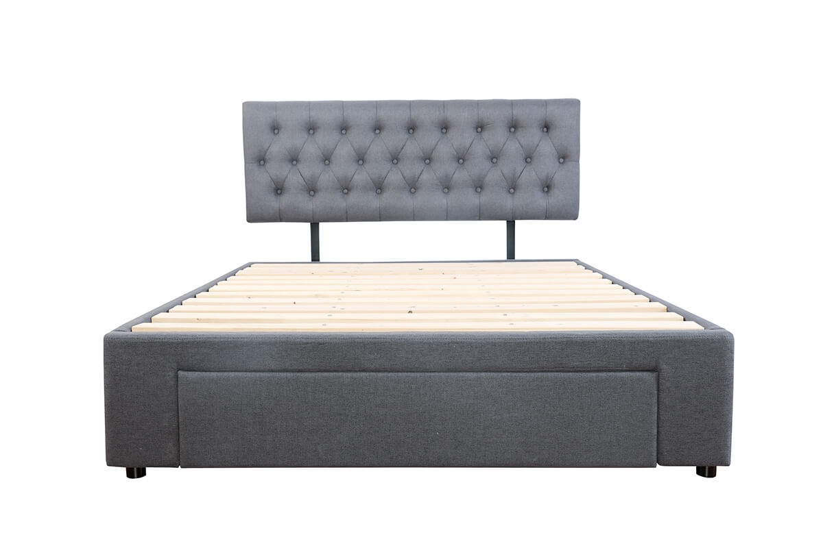 Adjustable Button Headboard with 3 Drawers Bed Frame - Super King - Charcoal