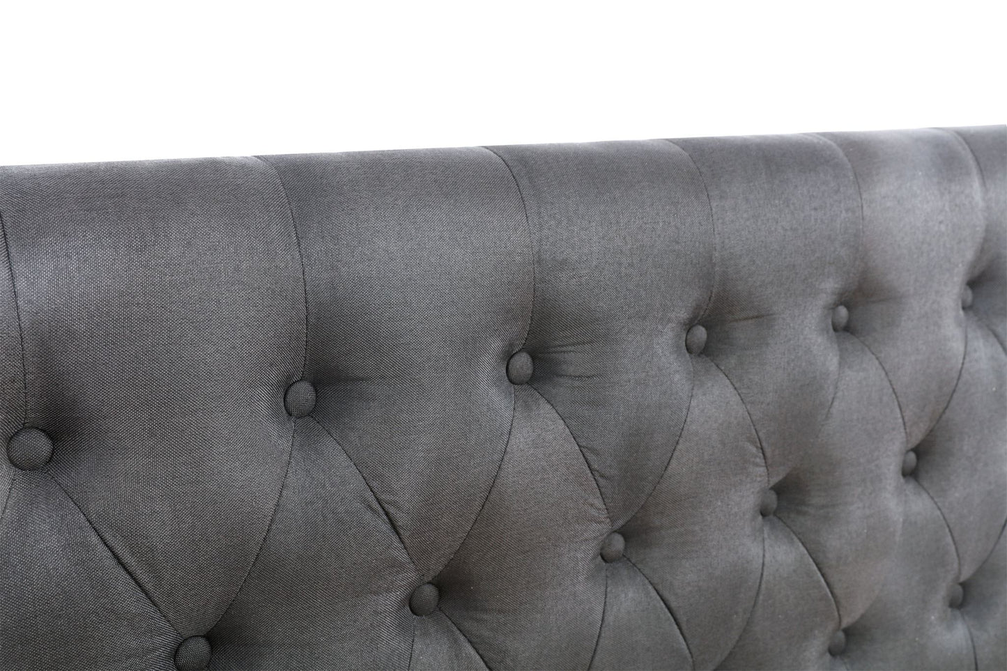 Button Headboard with Metal Legs - King - Charcoal