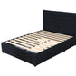 Button Headboard with 3 Drawers Bed Frame - Queen - Black