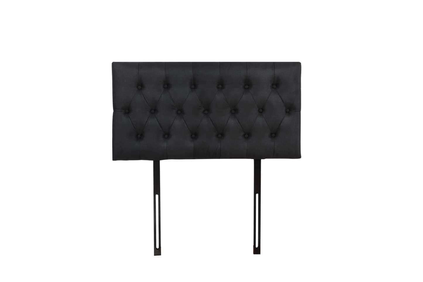 Button Headboard with Metal Legs - Double - Black