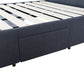 Button Headboard with 3 Drawers Bed Frame - Queen - Charcoal