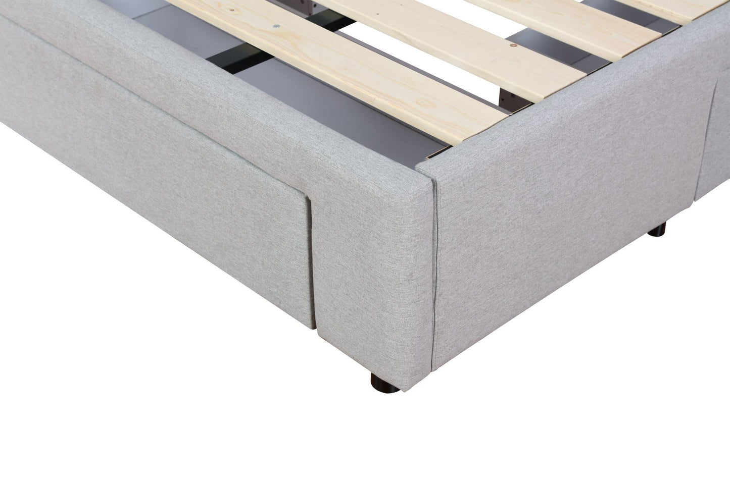 Button Headboard with 3 Drawers Bed Frame - King - Latte