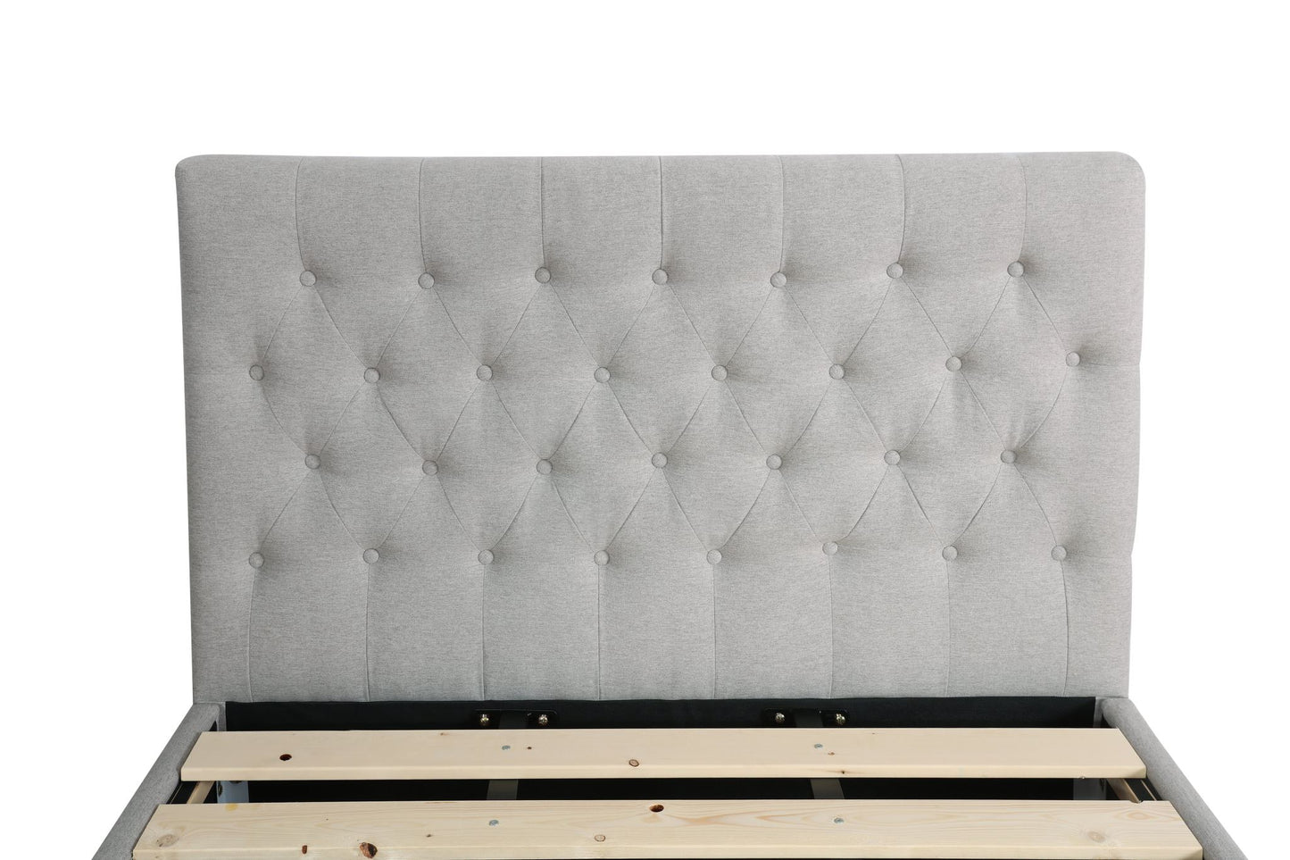 Button Headboard with 3 Drawers Bed Frame - Double - Latte