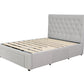 Button Headboard with 3 Drawers Bed Frame - Queen - Latte