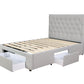 Button Headboard with 3 Drawers Bed Frame - Double - Latte