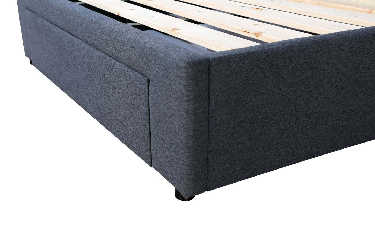 Neo With Wing Fabric Upholstered Storage Bed Frame - Super King - Charcoal